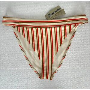 No Boundaries Swimsuit Bottom Women Size XL Cream w Orange Green Stripes New